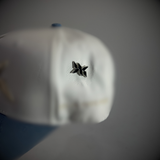 DNA Strand lapel pin attached to a white IAC Lyfestyle snapback hat, featuring the signature black DNA logo.