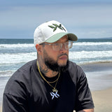 DNA Strand snapback hat worn outdoors, highlighting fit and style from the IAC Lyfestyle snapback bundle. Ocean in the background